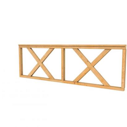 Hekwerk met kruis douglas type B, 228,5 x 73 cm, onbehandeld.