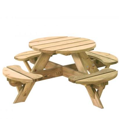 Kinderpicknicktafel rond Jimmy, doorsnede blad 63 cm, groen geïmpregneerd.