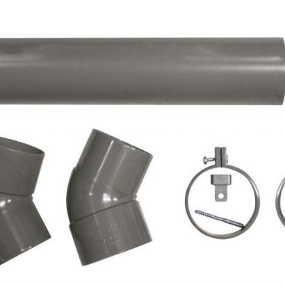 Hemelwaterafvoer PVC Ø 8 cm, 275 cm lang Incl 2 klemmen, 2 bochten en bevestigingsmaterialen