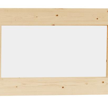 Vuren vast raam met melkglas, 71,2 x 43,8 cm, kleurloos geïmpregneerd.