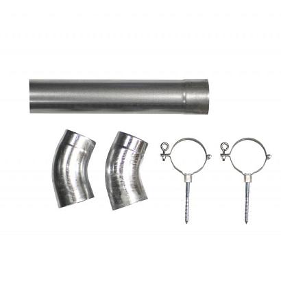 Hemelwaterafvoer verzinkt Ø 8 cm, 275 cm lang Incl 2 klemmen, 2 bochten en bevestigingsmaterialen