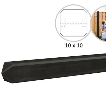 Betonpaal met diamantkop tbv betonplaten met motief 10 x 10 x 275 cm, antraciet gecoat tussenpaal