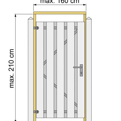 Tuindeurkozijn geschaafd grenen met aanslaglat, max 160 cm breed, groen geïmpregneerd