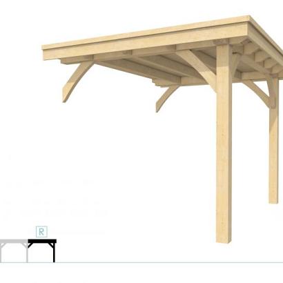 Buitenverblijf plat dak Excellent Modulair, vuren, rechterdeel L/B, 243x307 cm, onbehandeld.