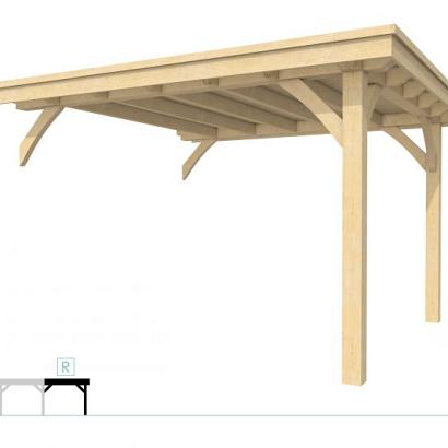 Buitenverblijf plat dak Excellent Modulair, vuren, rechterdeel L/D, 343x307 cm, onbehandeld.