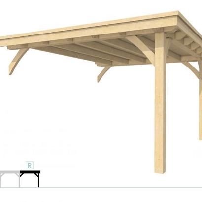 Buitenverblijf plat dak Excellent Modulair, vuren, rechterdeel XXL/D, 343x399 cm, onbehandeld.