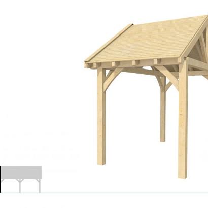 Buitenverblijf met zadeldak Excellent Modulair, vuren, linkerdeel XXL/A, 207x399 cm, kleurloos geïmpregneerd.