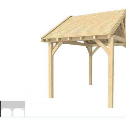 Buitenverblijf met zadeldak Excellent Modulair, vuren, linkerdeel XXL/B, 257x399 cm, kleurloos geïmpregneerd.