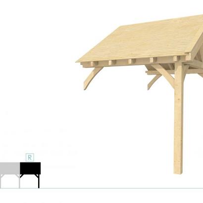 Buitenverblijf met zadeldak Excellent Modulair, vuren, rechterdeel XXL/B, 243x399 cm, onbehandeld.