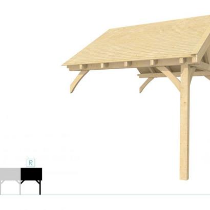 Buitenverblijf met zadeldak Excellent Modulair, vuren, rechterdeel XXL/C, 293x399 cm, onbehandeld.