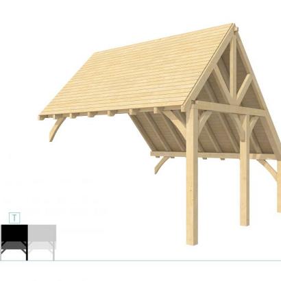 Buitenverblijf kapschuur Excellent Modulair, vuren, tussenstuk XXL/E, 385x399 cm, onbehandeld.