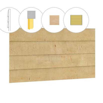 Zweeds rabat vuren enkelzijdige voorwand A, 178,5 x 285 cm, onbehandeld.