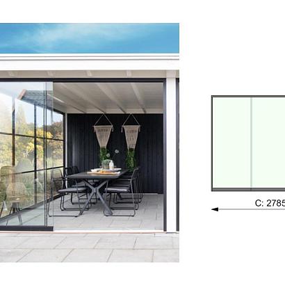 Glazen schuifwand C, 278,5 x 224 cm.