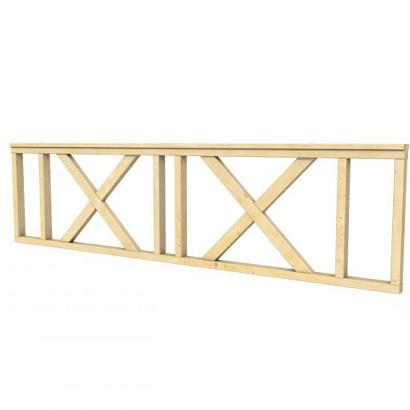 Hekwerk met kruis vuren type C, 278,5 x 73 cm, kleurloos geïmpregneerd.