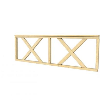 Hekwerk met kruis vuren type B, 228,5 x 73 cm, onbehandeld.