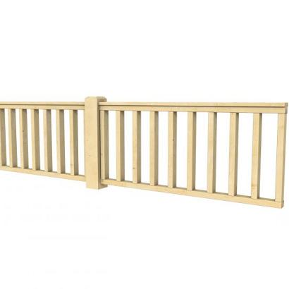 Hekwerk recht vuren type D, 328,5 x 73 cm, kleurloos geïmpregneerd.