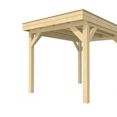 Buitenverblijf plat dak Premium I, vuren, basismodel XL/B, 257x357 cm, kleurloos geïmpregneerd.