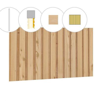 Rhombusprofiel plankenset vuren bij achterwand D, 328,5 x 125 cm, onbehandeld.