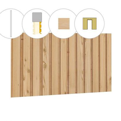 Rhombusprofiel plankenset vuren bij voorwand C, t.b.v. enkele deur, 278,5 x 285 cm, onbehandeld.