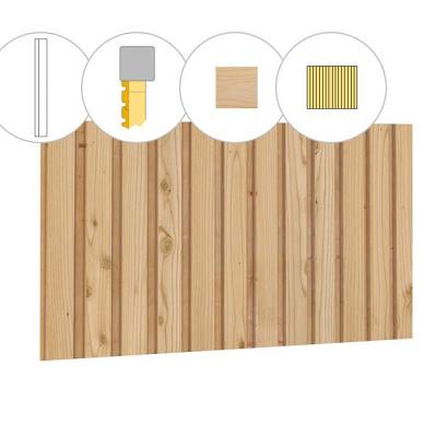 Rhombusprofiel vuren enkelzijdige achterwand D, 328,5 x 125 cm, onbehandeld.