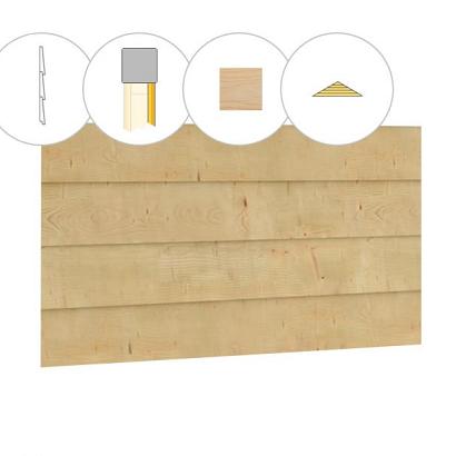 Zweeds rabat plankenset vuren bij topgevel t.b.v. kapschuur Excellent XXL, onbehandeld.