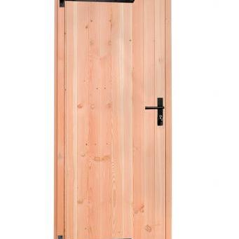 Douglas dichte enkele deur 90x201 cm, linksdraaiend, zwarte hengen, zwart beslag, kleurloos geimpregneerd