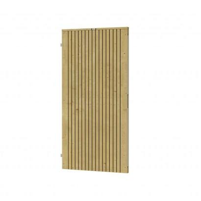 Vuren tuindeur Elan Excellent verticaal op verstelbaar stalen frame, 99 x 190 cm, groen geïmpregneerd.