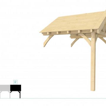 Buitenverblijf met zadeldak Excellent Modulair, vuren, rechterdeel L/B, 243x307 cm, onbehandeld.