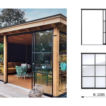 Industriële schuifwand B, 228,5 x 224 cm.