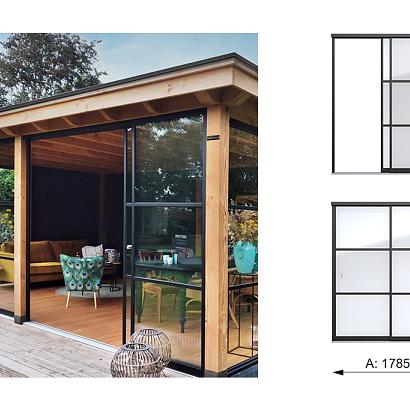 Industriële schuifwand A, 178,5 x 224 cm.