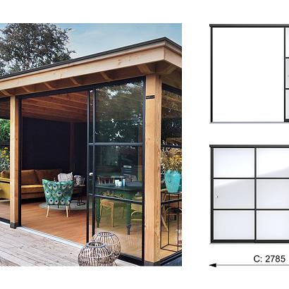Industriële schuifwand C, 278,5 x 224 cm.