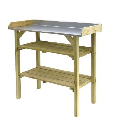 Tuinwerkbank grenen met verzinkt blad, 93 x 47 x 95 cm, groen geïmpregneerd.