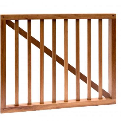 Hardhouten spijlenhek/ -poort, 100 x 80 cm. Frame 4,5 x 7 cm, spijlen 2 x 3 cm.