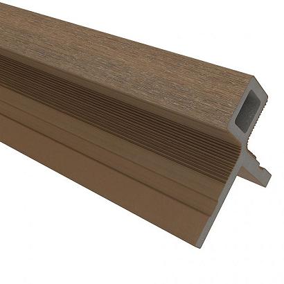 NewTechWood HKC co-extrusie hoekprofiel castellation t.b.v. wand bekleding, 7 x 8 x 300 cm, Teak.