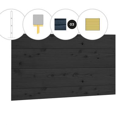 Blokhutprofiel douglas wand A, 178,5 x 224 cm, zwart geïmpregneerd.