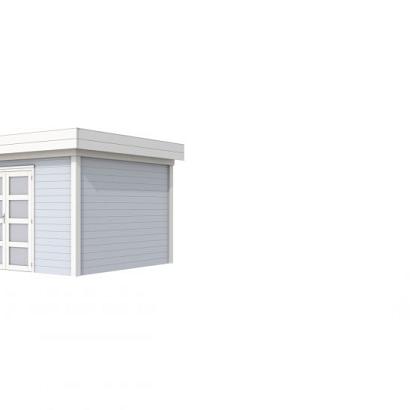 Vuren Topvision Parelhoen, 400 x 300 cm, wanden lichtgrijs en basis wit.