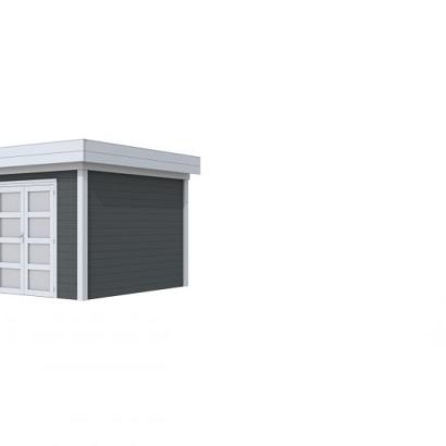 Vuren Topvision Bosuil, 300 x 300 cm, wanden antraciet en basis lichtgrijs.