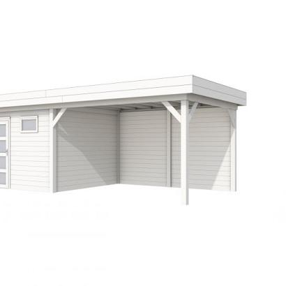 Vuren Topvision Tapuit, 300 x 300 en luifel 400 cm, wit gespoten.