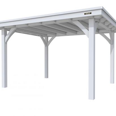 Buitenverblijf plat dak Excellent I, vuren, basismodel L/D, 357x307 cm, lichtgrijs gespoten.