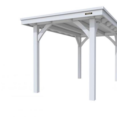 Buitenverblijf plat dak Excellent I, vuren, basismodel XXL/A, 207x399 cm, lichtgrijs gespoten.