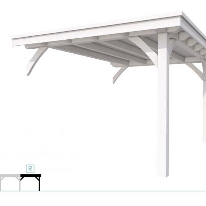 Buitenverblijf plat dak Excellent Modulair, vuren, rechterdeel XXL/C, 293x399 cm, wit gespoten.