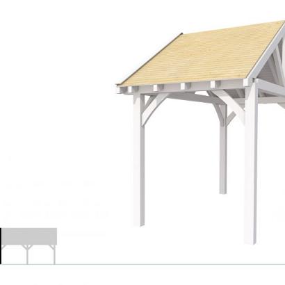 Buitenverblijf met zadeldak Excellent Modulair, vuren, linkerdeel XXL/A, 207x399 cm, wit gespoten.