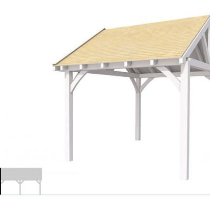 Buitenverblijf met zadeldak Excellent Modulair, vuren, linkerdeel XXL/C, 307x399 cm, wit gespoten.