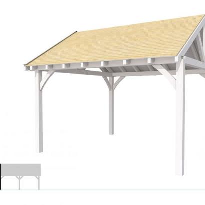 Buitenverblijf met zadeldak Excellent Modulair, vuren, linkerdeel XXL/E, 399x399 cm, wit gespoten.