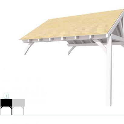 Buitenverblijf met zadeldak Excellent Modulair, vuren, tussenstuk XXL/E, 385x399 cm, wit gespoten.