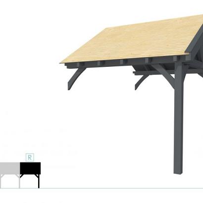 Buitenverblijf met zadeldak Excellent Modulair, vuren, rechterdeel XXL/C, 293x399 cm, antraciet gespoten.