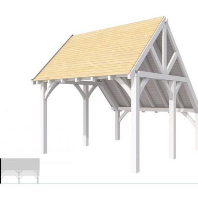 Buitenverblijf kapschuur Excellent Modulair, vuren, linkerdeel XXL/D, 357x399 cm, wit gespoten.