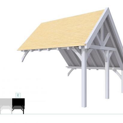 Buitenverblijf kapschuur Excellent Modulair, vuren, rechterdeel XXL/E, 385x399 cm, lichtgrijs gespoten.