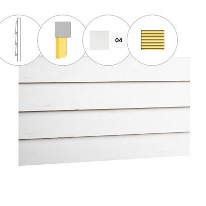 Zweeds rabat vuren enkelzijdige wand C, 278,5 x 224 cm, wit gespoten.