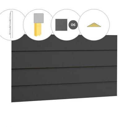 Zweeds rabat vuren enkelzijdige topgevel t.b.v. zadeldak Excellent L, antraciet gespoten.